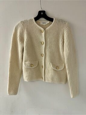 ba&sh Cream Textured Knit Button-Front Sweater Harry Cardigan size Small NWT